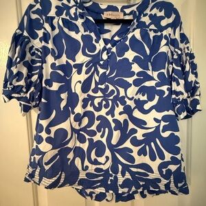 Philosophy Blue and White Floral Blouse